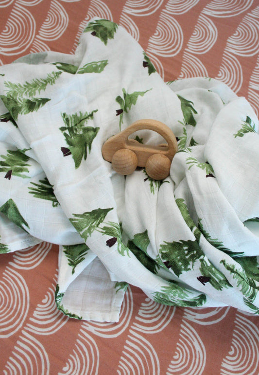 Pine Tree print bamboo swaddle