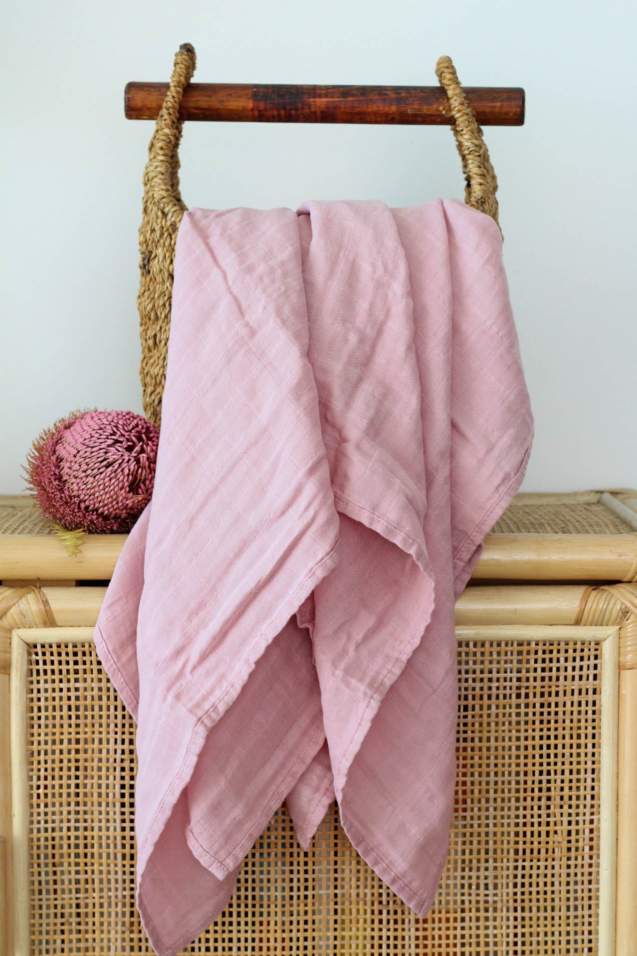 Blush Pink Organic Cotton Baby Swaddle