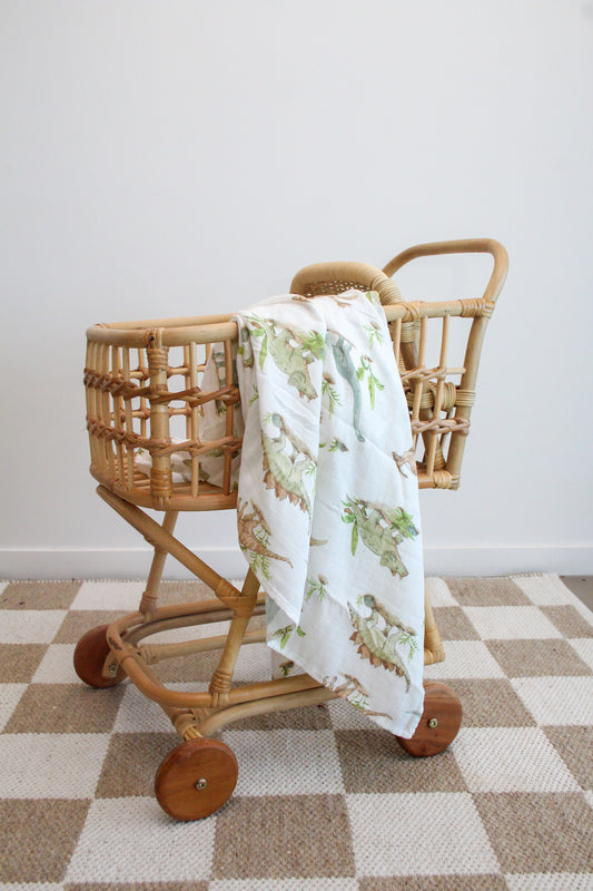 Dinosaur printed bamboo swaddle