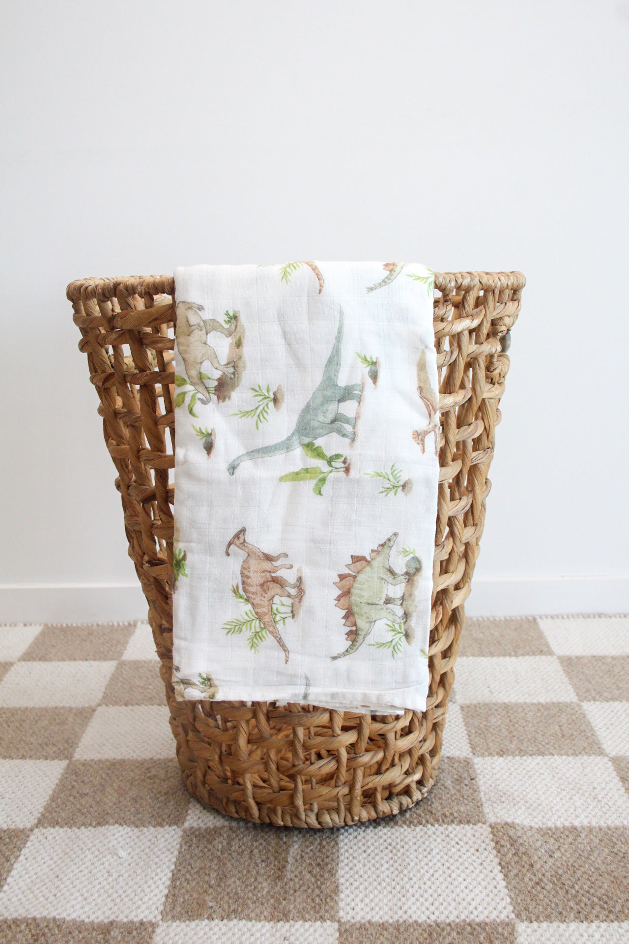 Dinosaur printed bamboo swaddle