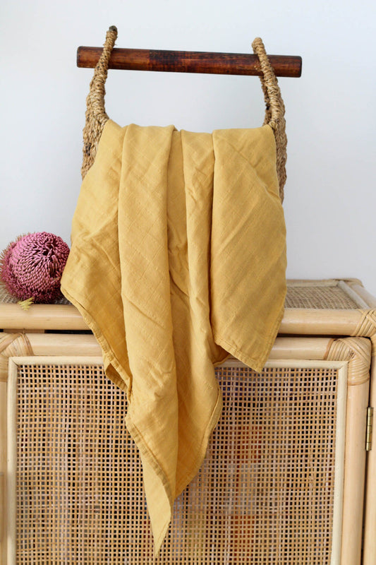 Mustard Organic Cotton Baby Swaddle