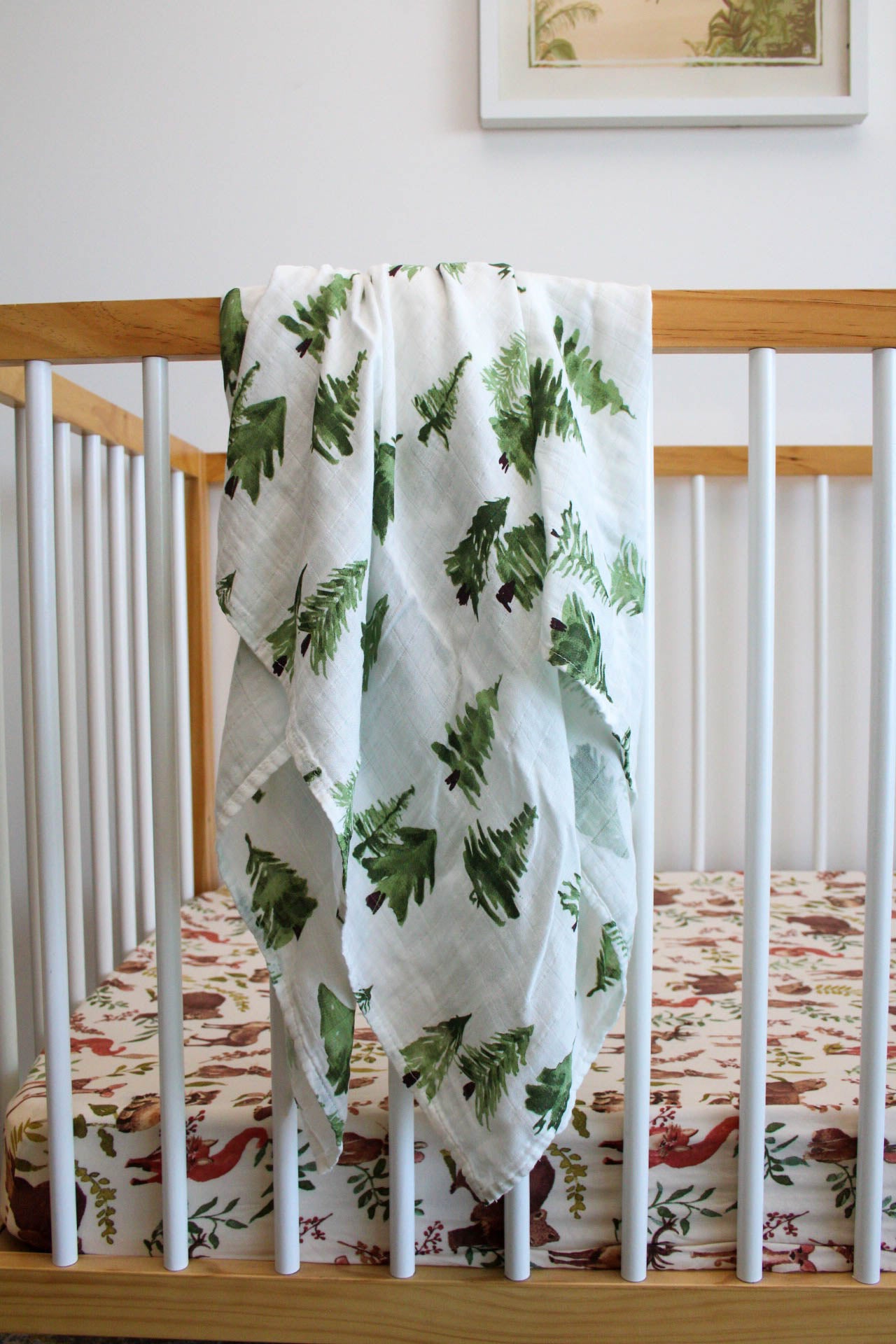 Pine Tree print bamboo swaddle