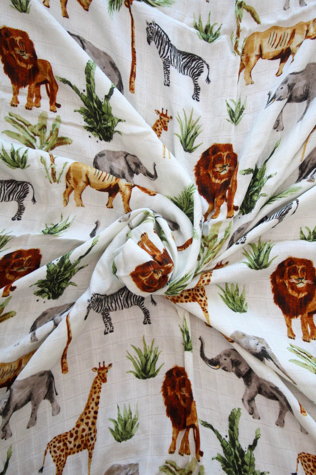 Safari print bamboo swaddle