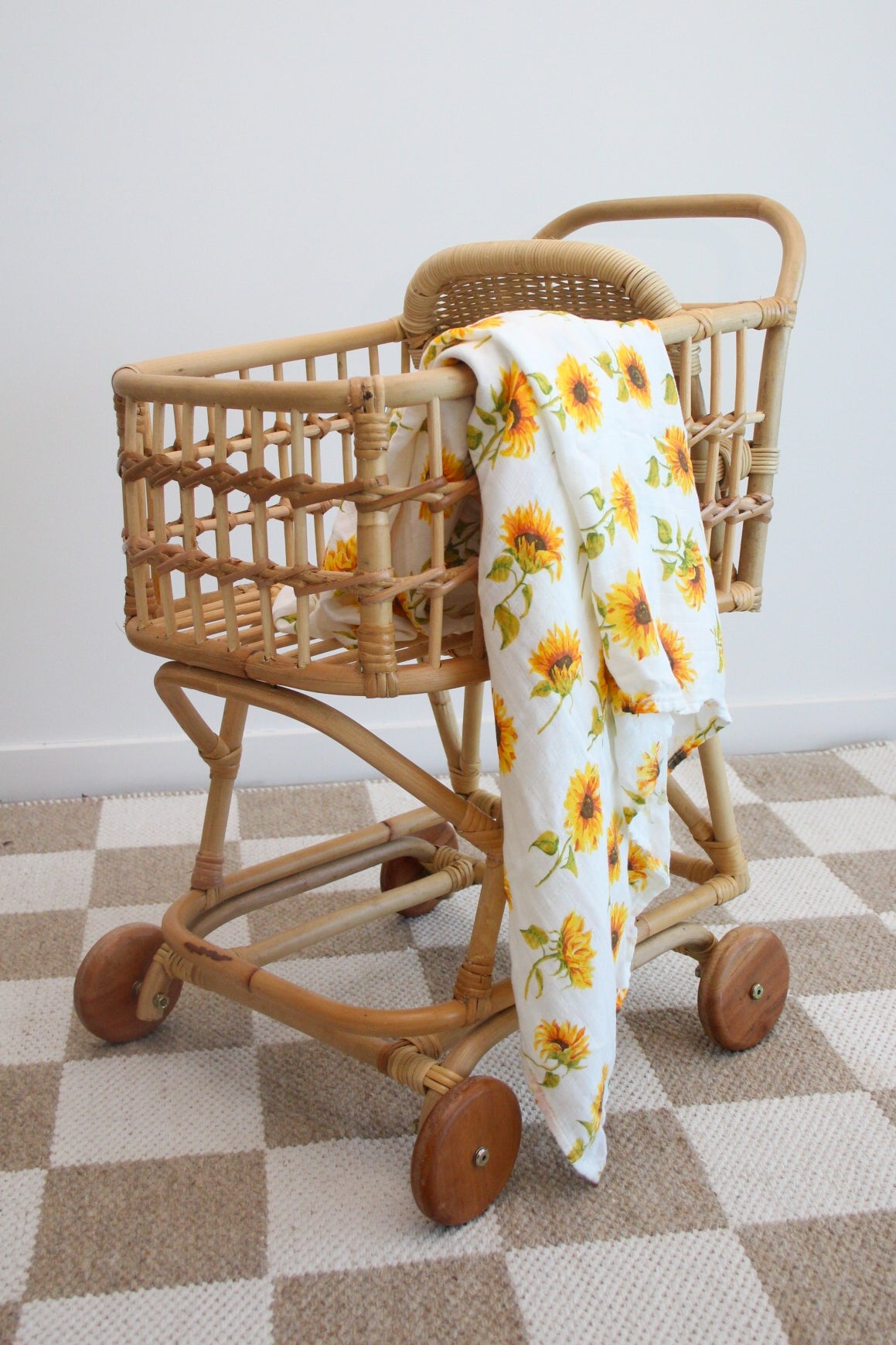 Sunflower print bamboo swaddle