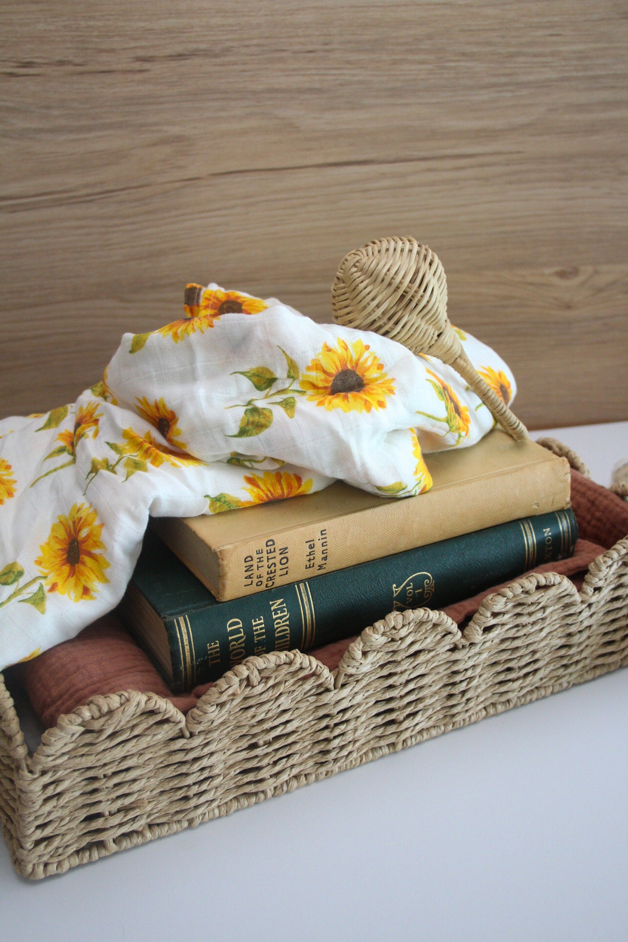 Sunflower print bamboo swaddle