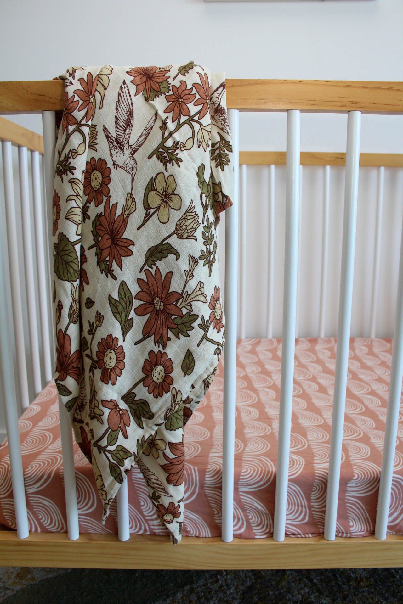 Vintage floral bamboo swaddle