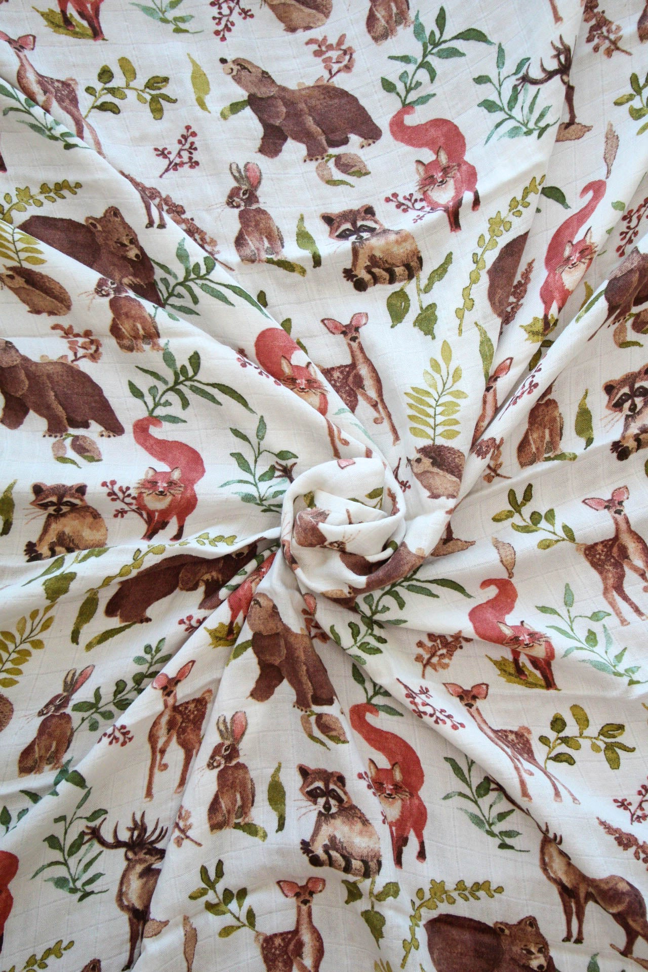 Woodland print bamboo swaddle