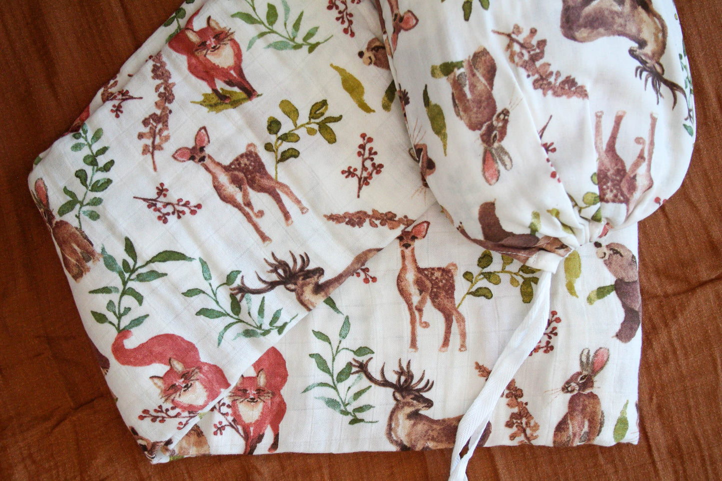 Woodland print bamboo swaddle